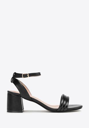 Women's block heel strap sandals, black, 98-DP-205-1-41, Photo 1