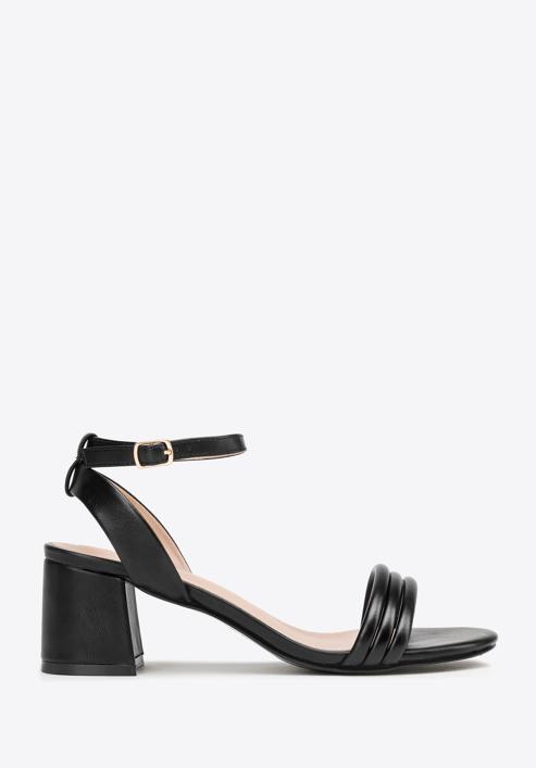 Women's block heel strap sandals, black, 98-DP-205-Y-38, Photo 1