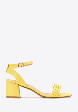 Women's block heel strap sandals, yellow, 98-DP-205-Y-37, Photo 1