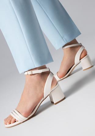Women's block heel strap sandals, off white, 98-DP-205-0-37, Photo 1