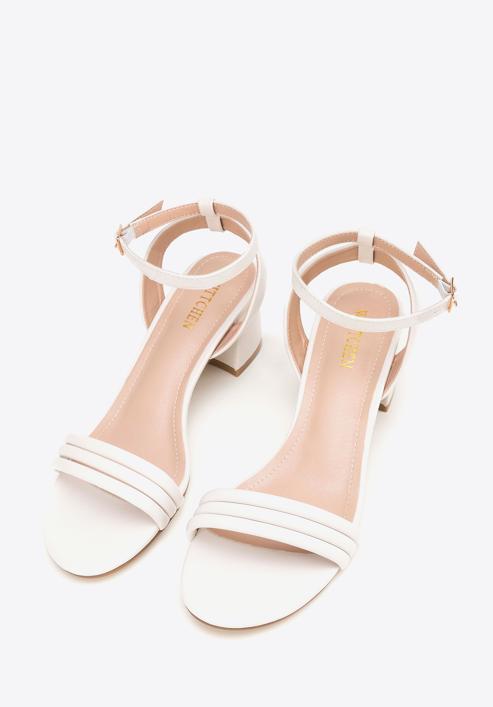 Women's block heel strap sandals, off white, 98-DP-205-Y-36, Photo 2