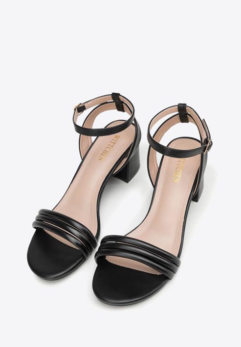 Women's block heel strap sandals, black, 98-DP-205-1-36, Photo 2