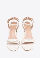 Women's block heel strap sandals, off white, 98-DP-205-Y-36, Photo 3