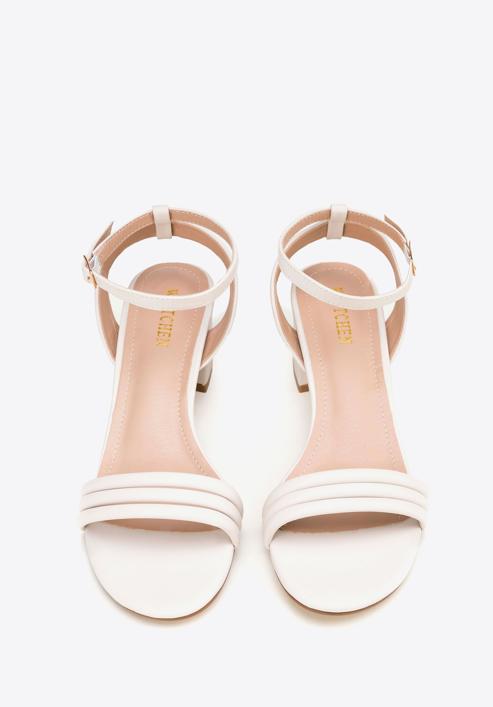 Women's block heel strap sandals, off white, 98-DP-205-P-39, Photo 3