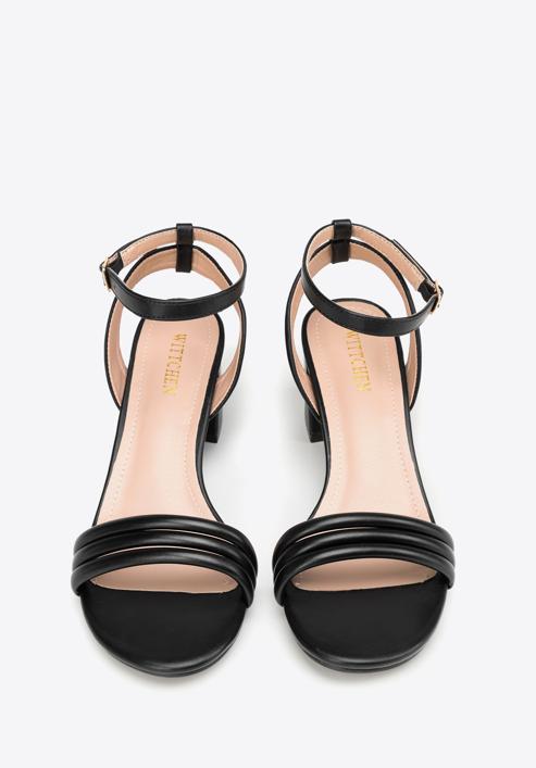 Women's block heel strap sandals, black, 98-DP-205-P-41, Photo 3