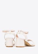 Women's block heel strap sandals, off white, 98-DP-205-Y-41, Photo 4