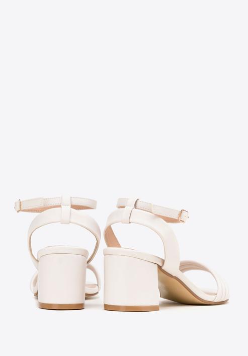 Women's block heel strap sandals, off white, 98-DP-205-P-39, Photo 4