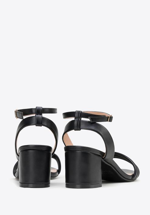 Women's block heel strap sandals, black, 98-DP-205-0-36, Photo 4