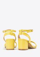 Damskie sandały z paskami na słupku, żółty, 98-DP-205-1-39, Zdjęcie 4