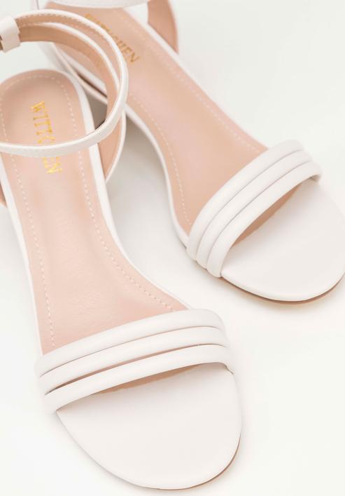 Women's block heel strap sandals, off white, 98-DP-205-Y-41, Photo 7