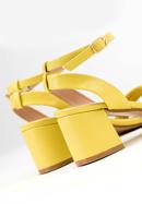 Damskie sandały z paskami na słupku, żółty, 98-DP-205-P-39, Zdjęcie 8