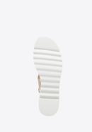 Damskie sandały z szerokimi paskami na platformie, beżowo-biały, 94-D-953-9-39, Zdjęcie 6