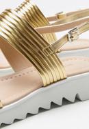 Damskie sandały z szerokimi paskami na platformie, złoty, 94-D-953-9-36, Zdjęcie 8