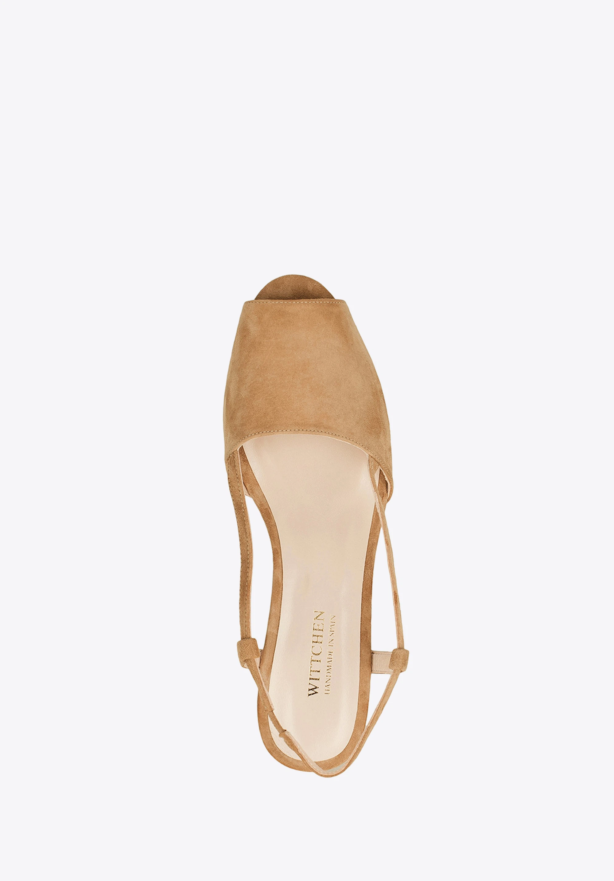 Damskie sandały z zamszu peep toe beżowe
