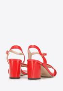 Damskie sandały zamszowe na słupku ażurowe, czerwony, 92-D-959-1-37, Zdjęcie 3