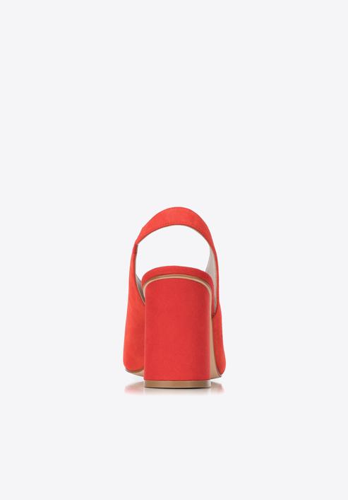Damskie sandały zamszowe na słupku z gumką, czerwony, 90-D-651-3-36, Zdjęcie 6