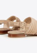 Damskie sandały zamszowe pikowane, beżowy, 92-D-121-9-37, Zdjęcie 3