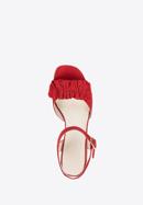 Damskie sandały zamszowe z marszczeniem, czerwony, 88-D-450-3-37, Zdjęcie 5