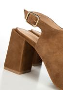 Damskie sandały zamszowe zabudowane, brązowy, 94-D-803-5-36, Zdjęcie 7