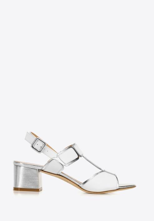 Block heel sandals, white-silver, 92-D-107-0-37, Photo 1