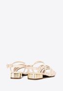 Damskie sandały ze skóry croco na złotym obcasie, beżowy, 92-D-750-0-36, Zdjęcie 5