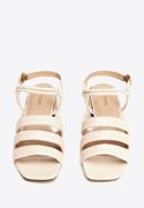Croc print leather sandals with gold block heel, beige, 92-D-750-0-36, Photo 6