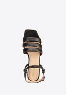 Croc print leather sandals with gold block heel, black, 92-D-750-1-37, Photo 7
