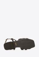 Croc print leather sandals with gold block heel, black, 92-D-750-1-37, Photo 8