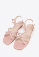 Women's leather cross strap sandals, muted pink, 98-D-971-1-39, Photo 2