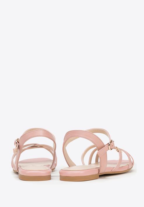Women's leather cross strap sandals, muted pink, 98-D-971-1-41, Photo 4