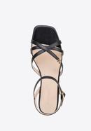 Women's leather cross strap sandals, black, 98-D-971-1-38, Photo 5
