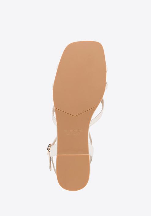 Women's leather cross strap sandals, cream, 98-D-971-P-35, Photo 6