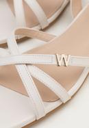 Women's leather cross strap sandals, cream, 98-D-971-P-38, Photo 7
