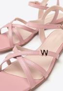 Women's leather cross strap sandals, muted pink, 98-D-971-P-41, Photo 7