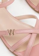 Women's leather cross strap sandals, muted pink, 98-D-971-P-35, Photo 8