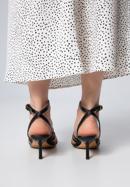 Damskie sandały ze skóry z paseczkami na szpilce, czarny, 98-D-970-P-39, Zdjęcie 5
