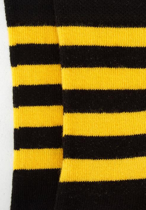 Women's black and yellow striped socks, black-yellow, 96-SD-050-X5-35/37, Photo 4