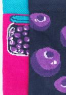 Women's socks with blueberry pattern  – set of 2 pairs, navy blue-pink, 95-SD-004-X1-35/37, Photo 2