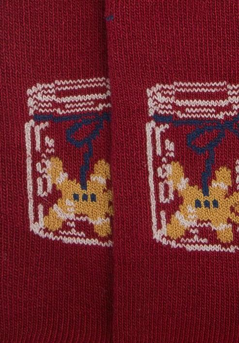 Women's socks with gingerbread pattern, burgundy, 93-SK-010-X1-35/37, Photo 5