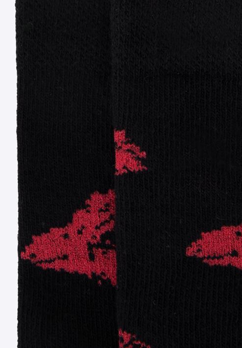 Women's lips socks, black-red, 96-SD-550-X3-35/37, Photo 4