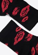Women's lips socks, black-red, 96-SD-550-X3-35/37, Photo 5