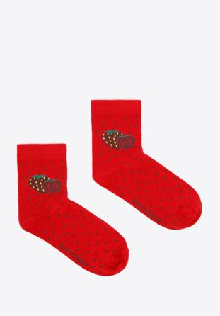 Women's strawberry socks, red, 96-SD-050-X7-35/37, Photo 1