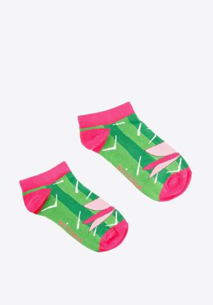 Women's patterned socks, green-pink, 92-SK-005-X1-35/37, Photo 1