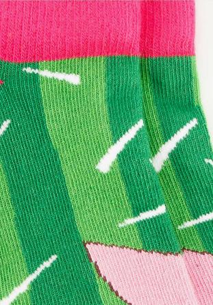 Women's patterned socks, green-pink, 92-SK-005-X1-35/37, Photo 1