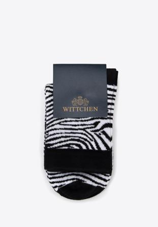 Women's zebra pattern socks, black-white, 96-SD-050-X1-35/37, Photo 1