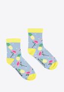 Women's socks with flamingos and pineapples, sky blue, 92-SK-006-X1-35/37, Photo 1