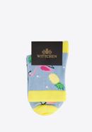 Women's socks with flamingos and pineapples, sky blue, 92-SK-006-X1-35/37, Photo 3