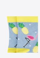 Women's socks with flamingos and pineapples, sky blue, 92-SK-006-X1-35/37, Photo 4
