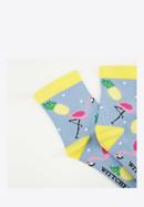Women's socks with flamingos and pineapples, sky blue, 92-SK-006-X1-35/37, Photo 5