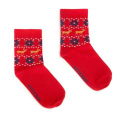 Women's socks with Scandinavian pattern, red-navy blue, 93-SK-011-X1-35/37, Photo 1